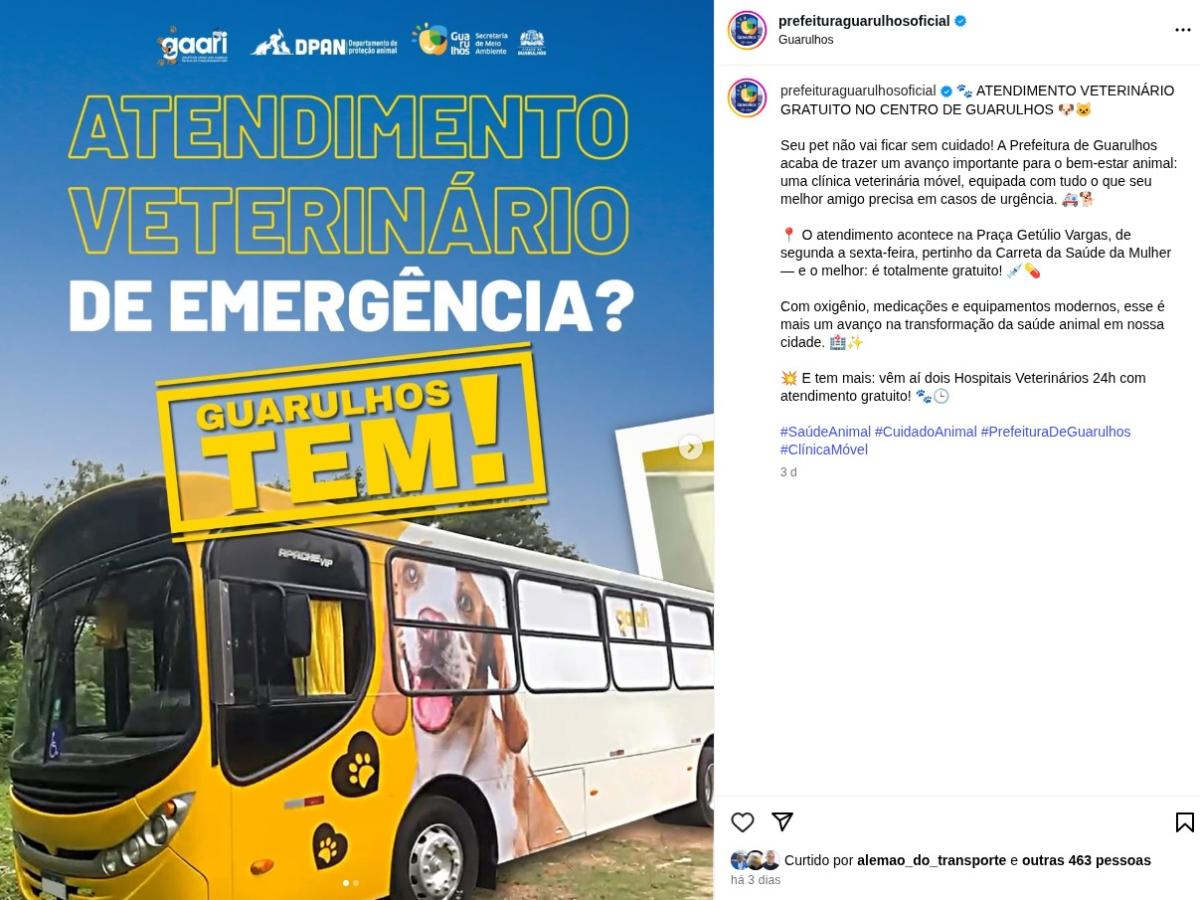 Prefeitura de Guarulhos bloqueia comentários em post sobre clínica veterinária e levanta suspeita de censura pública