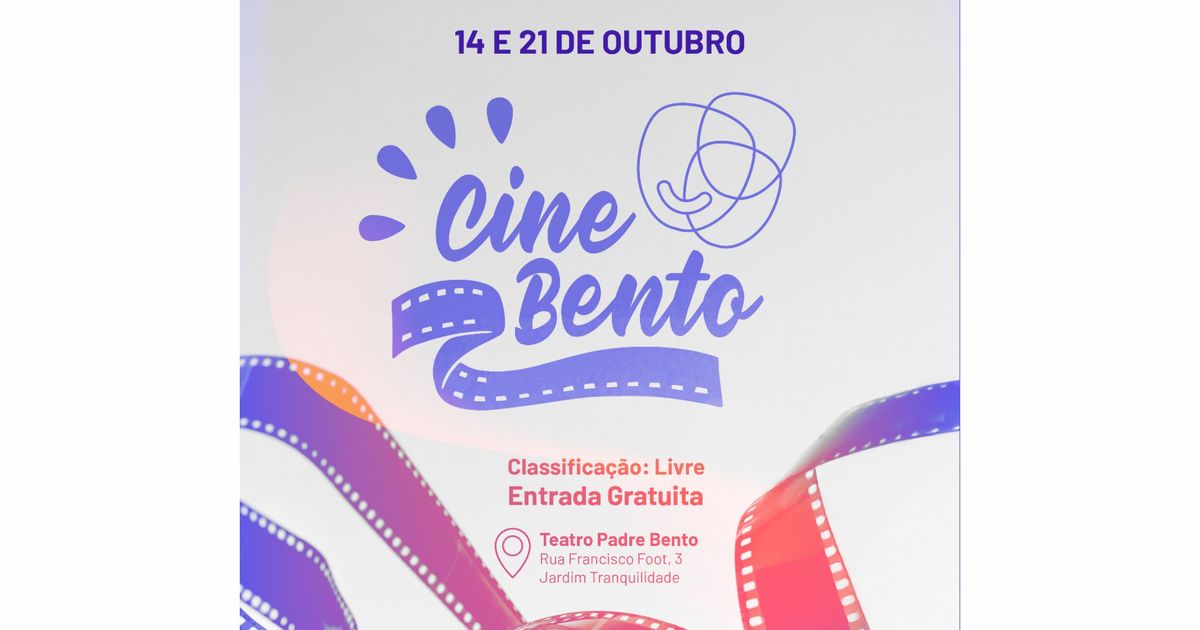 O Cine Bento exibe filmes nos dias 14 e 21 de Outubro.