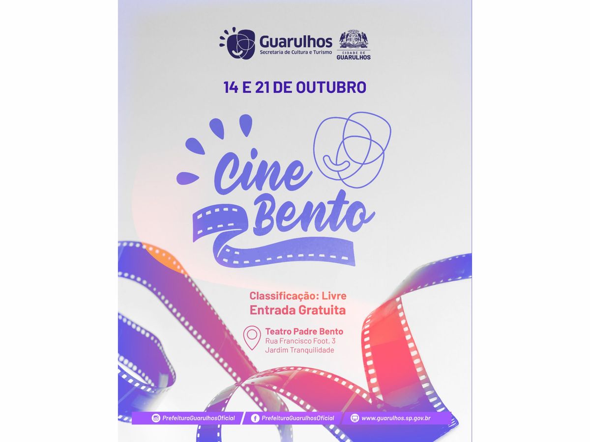 O Cine Bento exibe filmes nos dias 14 e 21 de Outubro.